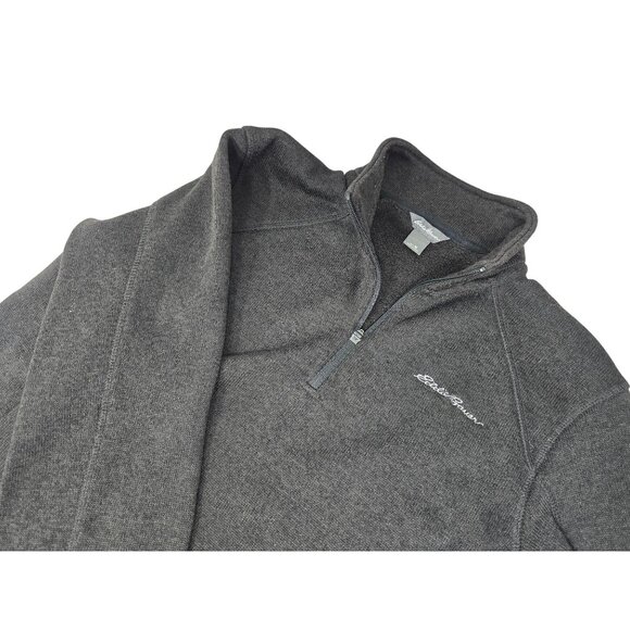 Eddie Bauer Black 1/4 Zip Pullover Fleece Sweatshirt Medium Men's - Picture 1 of 4